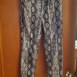 Zara Black and White Snake Print Skinny Pants